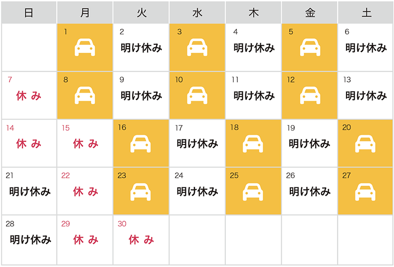 「三和交通多摩株式会社 府中営業所」のシフト例