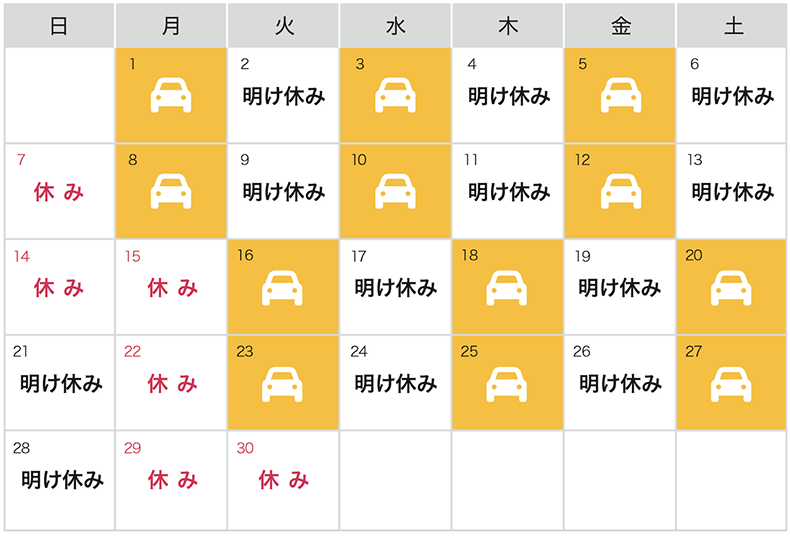 「三和交通株式会社 本社営業所」のシフト例